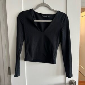 Abercrombie & Fitch Black Long-Sleeve V-Neck Top